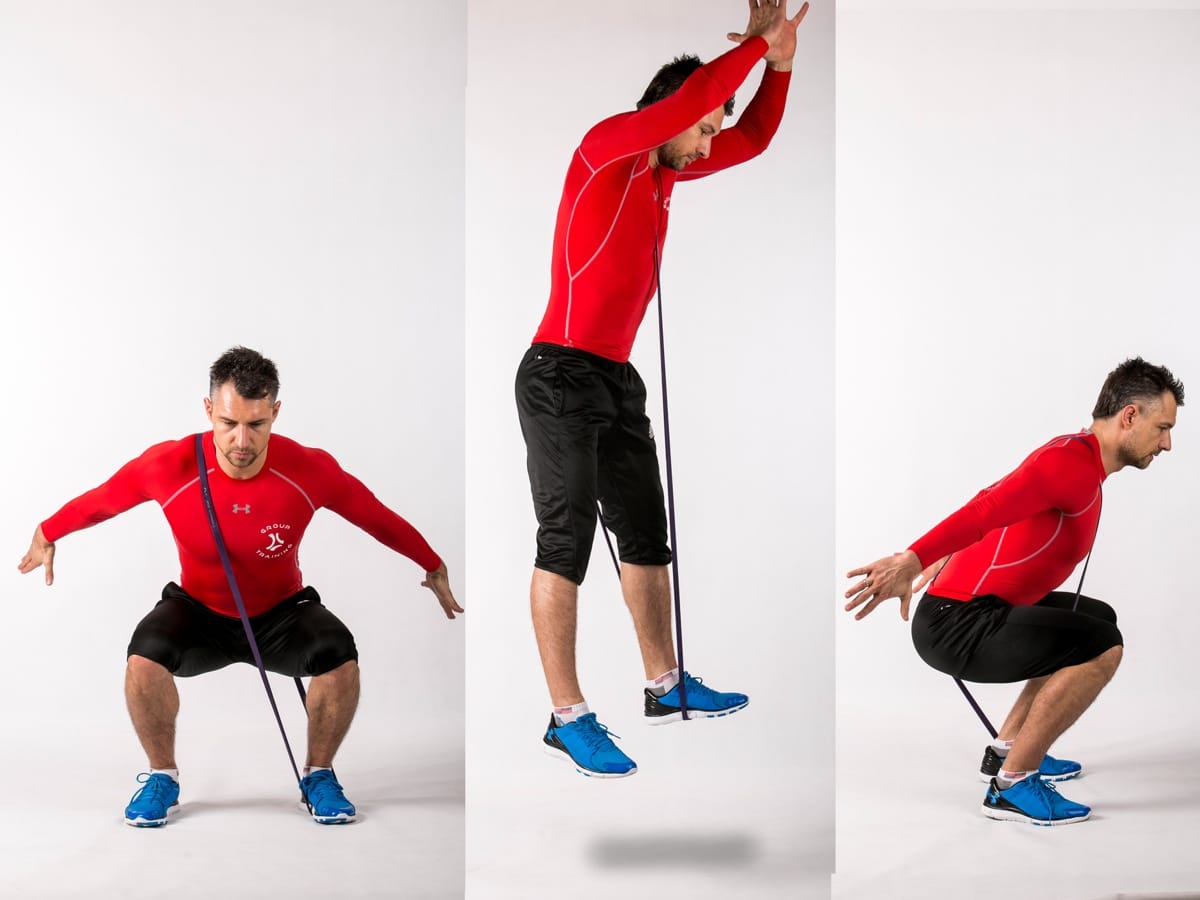 Quarter Turn Band Squat Jump