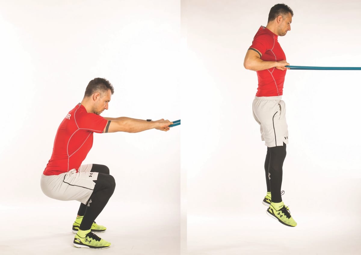 Jump Squat Band Row
