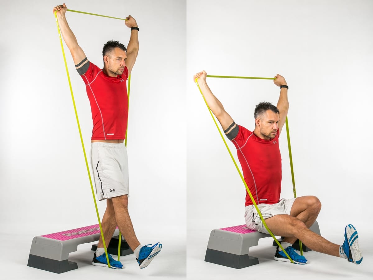 Overhead Band Squat Single Leg