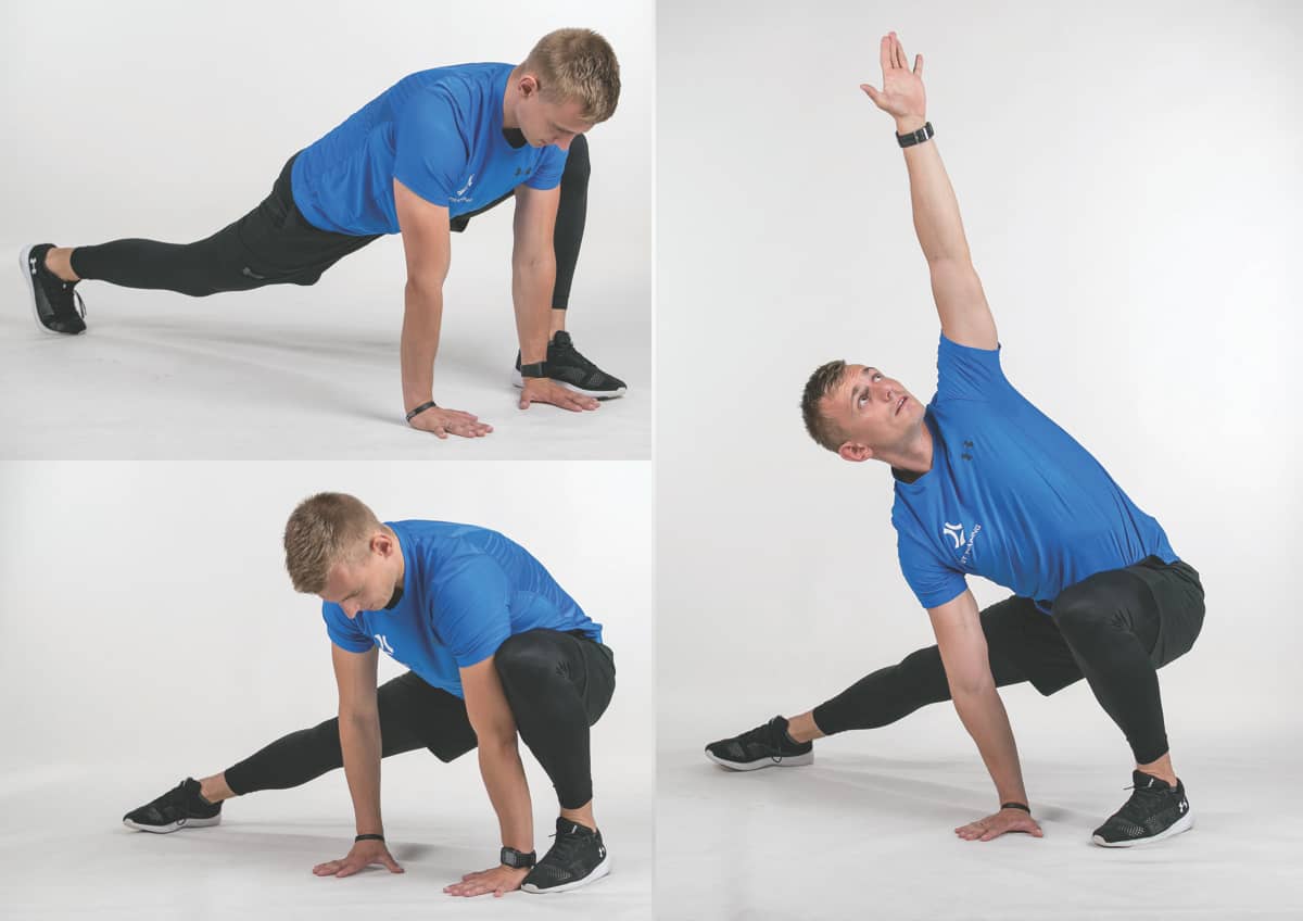 Lizard to Side Lunge T-stretch