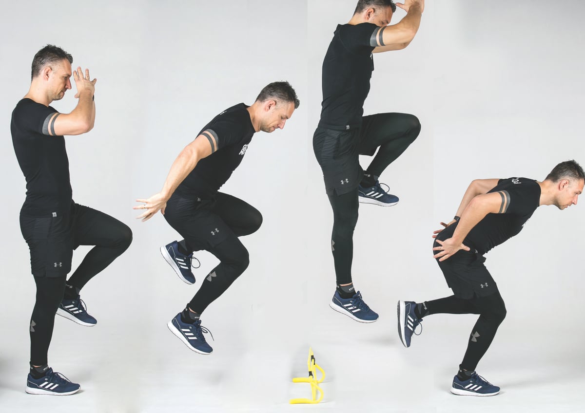 Podwójny kontakt jednonóż wertykalnie przez płotek