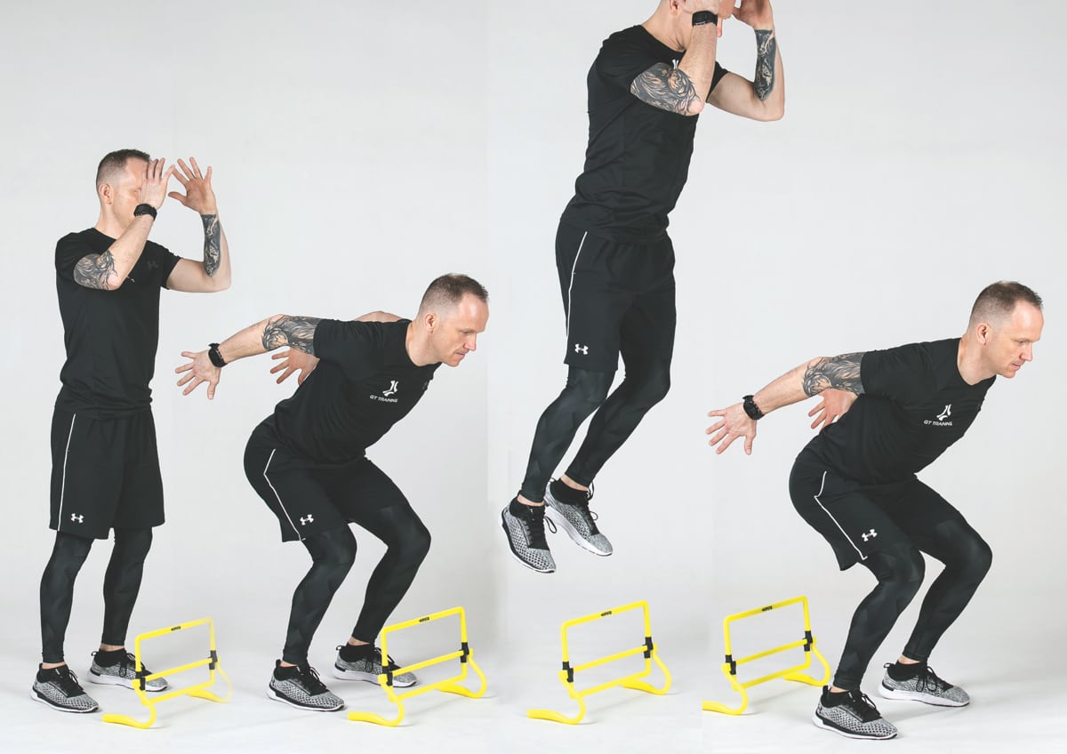 Ciągłe wyskoki obunóż liniowo – wertykalnie przez płotki