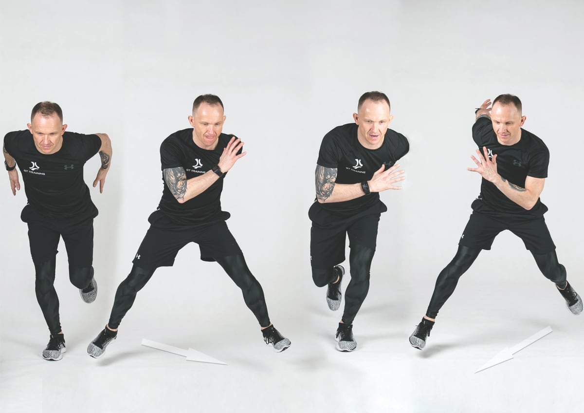 Przeskoki lateralnie z jednej nogi na drugą