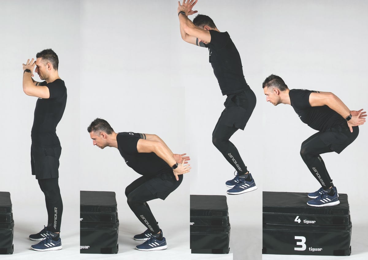 Wyskok na box obunóż z zamachem